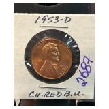 1953-D Lincoln Wheat Cent in Display Holder