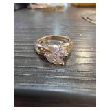 Sterling Silver Ring With Marquise Stones