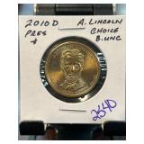 2010 D Abraham Lincoln Presidential Dollar Coin