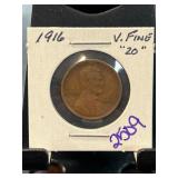 1916 Lincoln Wheat Cent, Very Fine Condition