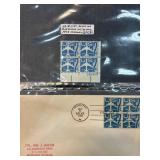 US Airmail Plate Block and Cover Set