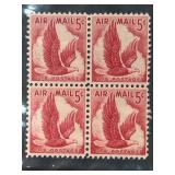 1958 U.S. Air Mail 5Â¢ Stamps in Block and Cover
