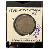 1908 Liberty Nickel Mint Error Coin
