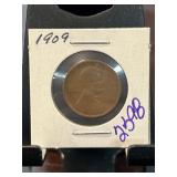 1909 Lincoln Wheat Penny in Stapled Holder