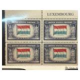 1943 US 5-Cent Luxembourg Stamp Block