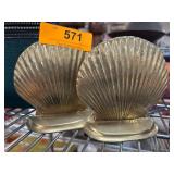Brass Shell-Form Bookends