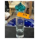 Glass Bottle with Blue Glass Stopper