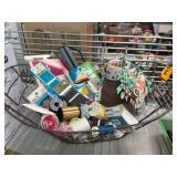 Wire Basket With Sewing Supplies