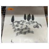 Miniature Farm Scene with Fences and Animals