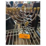 Metal Menorah with Gold-Tone Accents