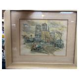 Framed Artwork Titled 'Notre Dame' by R. Pletting