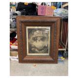 Framed Print of Woman with Straw Hat