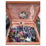 Decorative Box With Assorted Costume Jewelry