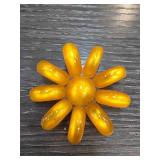 Amber-Colored Flower-Shaped Brooch
