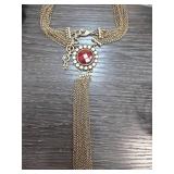 Lucky Brand Necklace with Red Stone Pendant