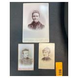 Three Cabinet Cards, Late 19th Century