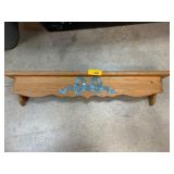 Wooden Wall Shelf with Decorative Blue Accents