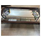 Rectangular Framed Mirror With Stained Glass Desig