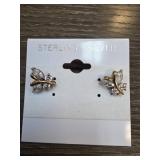 Sterling Silver Butterfly Earrings with Gold Accen