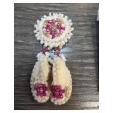 Handcrafted Beaded Pin with Pink Accents