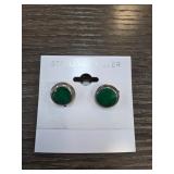 Sterling Silver and Malachite Earrings