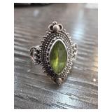 Sterling Silver Sz 6 Ring with Green Stone