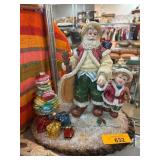 Rustic Santa and Child Figurine Set