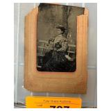 Tintype Photograph of Seated Woman in Plaid