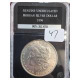 1896 Uncirculated Morgan Silver Dollar in Case