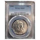 1963 Franklin Half Dollar Graded PCGS MS65
