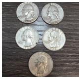 Five 20th-Century U.S. Quarters