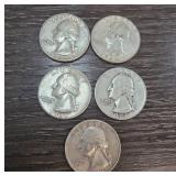 Five 1960s and Earlier U.S. Quarters