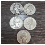 Five U.S. Washington Quarters