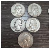 Five Washington Quarters from 1951'1961