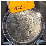 1922 Peace Silver Dollar in Case