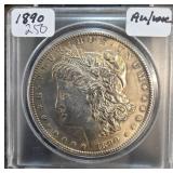 1890 Morgan Silver Dollar in Display Case