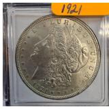 1921 Morgan Silver Dollar in Protective Case
