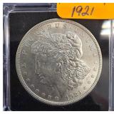 1921 Morgan Silver Dollar in Protective Case