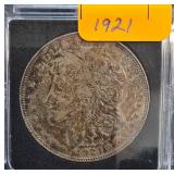 1921 Morgan Silver Dollar Coin in Protective Case