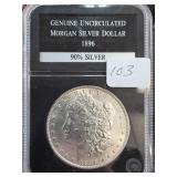 1896 Genuine Uncirculated Morgan Silver Dollar
