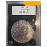 1882-O Morgan Silver Dollar MS60 Uncirculated