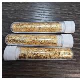 Three Vials Containing Gold Flakes / Leaf