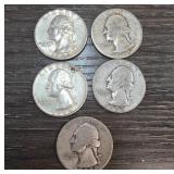 Five Washington Quarters