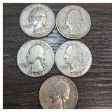 Five 20th Century Washington Quarters