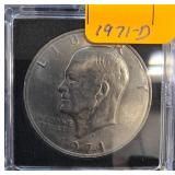 1971-D Eisenhower Dollar Coin in Case