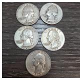 Five United States Quarter Coins