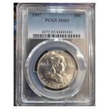 1957 Franklin Half Dollar PCGS MS65