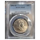 1963-D Franklin Half Dollar PCGS MS65