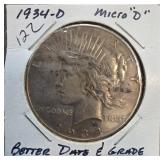1934-D Peace Dollar with Micro D Mint Mark