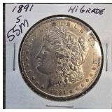 1891-S Morgan Silver Dollar in High Grade